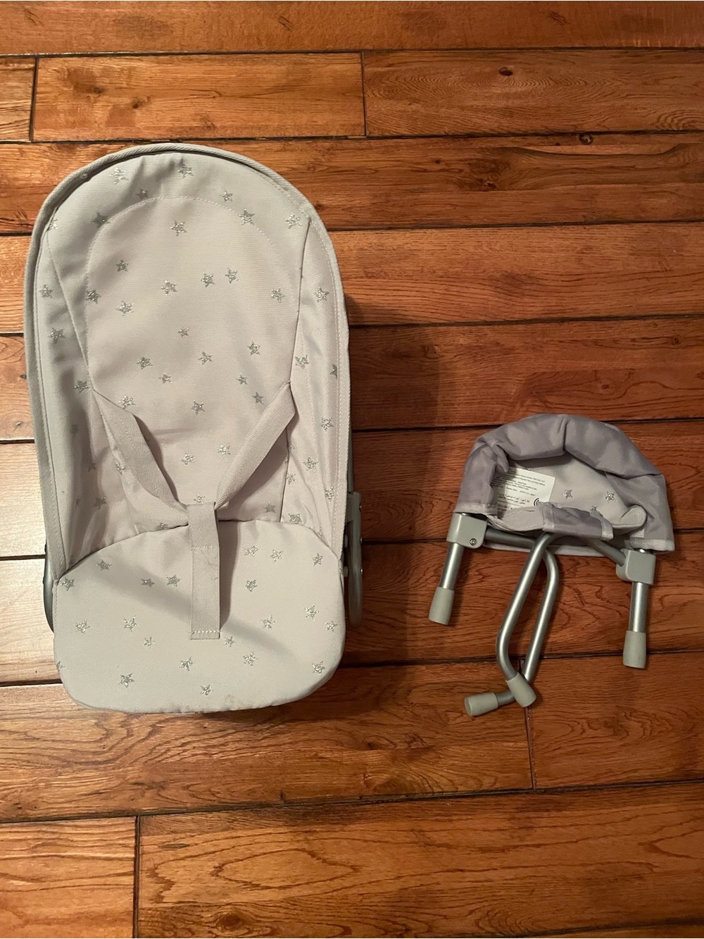 Pottery Barn Kids Light Gray Star Set Bouncer and table highchair